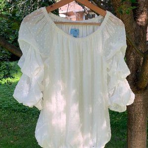 CECE White Swiss Dot Blouse